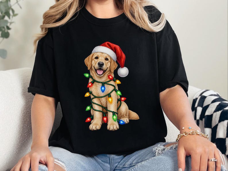 Maglietta natalizia per cani, regalo di Natale per Labrador giallo, maglietta per amanti dei cani per le feste, felpa natalizia per Labrador immagine 1