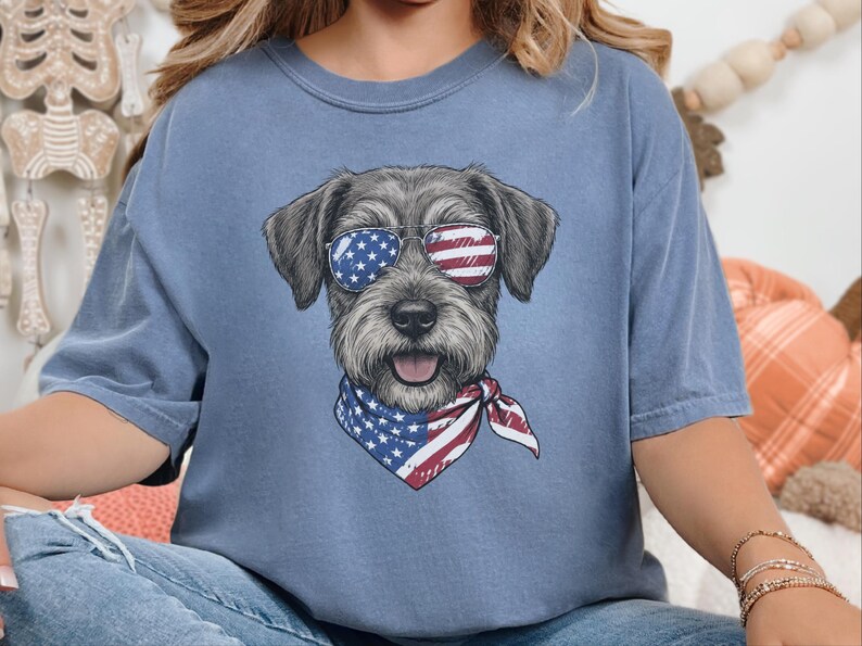Comfort Colors Patriotic Schnoodle Dog Shirt, Independence Day Dog Mom Sweatshirt, Red White Blue American Flag Dog Lover Tee, Schnoodle Dad Bild 3