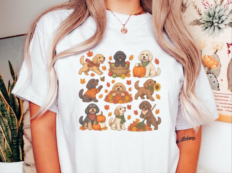 Cockapoo Fall Shirt, Pumpkin Dog Gift, Autumn Puppy Tee, Doodle Dog Lover Shirt, Fall Pet Owner Shirt image 1
