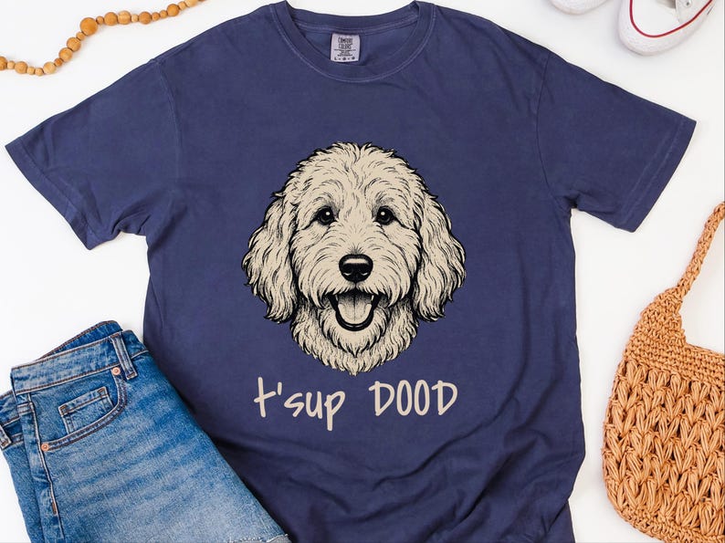 Comfort Colors Labradoodle T-Shirt, T'sup Dood Goldendoodle Sweatshirt, Funny Bernedoodle Sheepadoodle Graphic Crewneck, Golden Labradoodle image 2