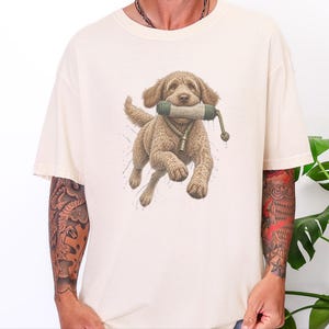 Labradoodle Shirt, Labradoodle Gift, Waterfowl Hunter, Hunting Dog Art, Outdoor Enthusiast, Duck Hunting Tee, Doodle Dog Dad Gift image 6
