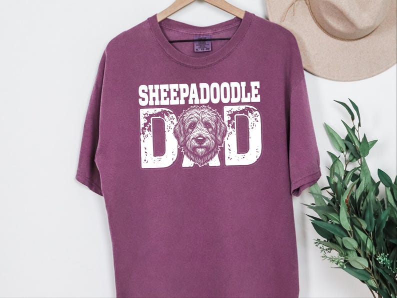 Comfort Colors Sheepadoodle Dad Tshirt for Men, Personalized Pet Portrait Tee, Funny Retro Dog Owner Apparel, Funny Graphic Tee image 6