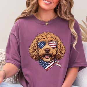 Comfort Colors Cavapoo Mom Shirt, Patriotic Dog Shirt, Cavapoo Owner Gift, American Flag Tee, USA Puppy Apparel, Red White Blue Top image 6