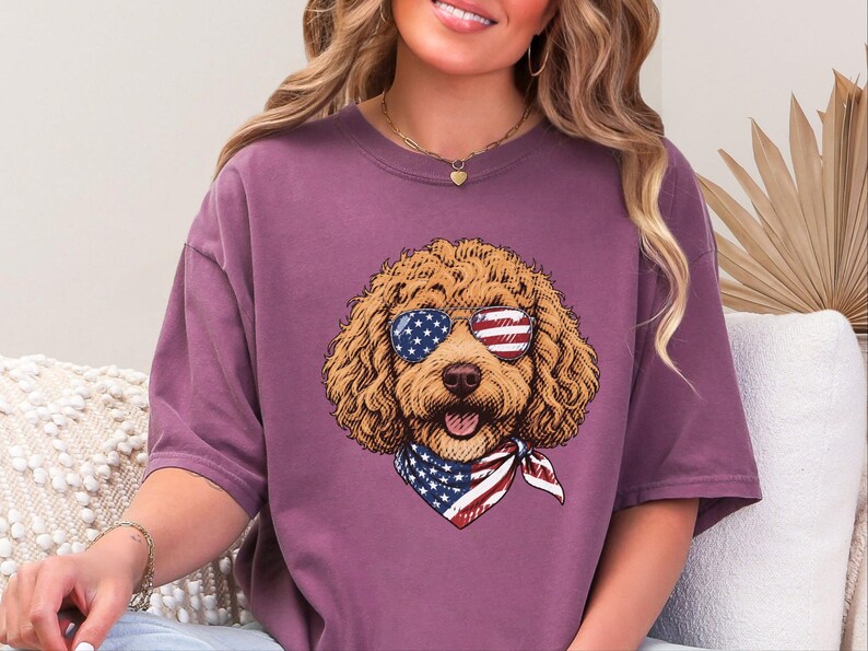 Comfort Colors Cavapoo Mom Shirt, Patriotic Dog Shirt, Cavapoo Owner Gift, American Flag Tee, USA Puppy Apparel, Red White Blue Top image 6