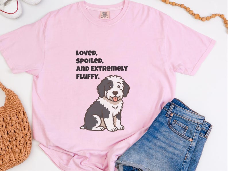 Comfort Colors Sheepadoodle Dog Tshirt | Loved, Spoiled, and Extremely Fluffy Sweatshirt | Sheepadoodle Enthusiast Crewneck, Pet Lover Gift image 4