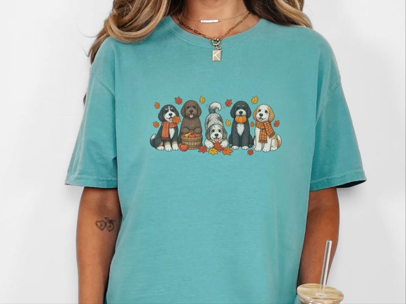 T-shirt d'automne Bernedoodle, Cadeau pour amoureux des chiens en automne, T-shirt maman Bernedoodle, T-shirt chiot mignon, Sweat-shirt pour amoureux des chiens Doodle image 7