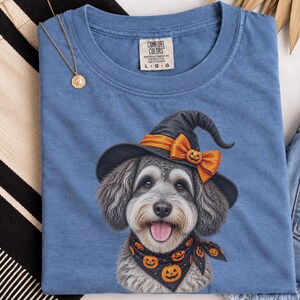 Witch Dog Shirt, Halloween Dog Mom, Schnoodle Mom Gift, Spooky Dog Sweatshirt, Fall Doodle Dog Tee image 6