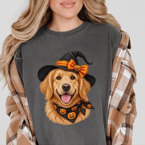 Halloween Dog Shirt, Witch Dog Shirt, Golden Retriever Mom Gift, Fall Dog Lover Tee, Golden Mom Gift image 10