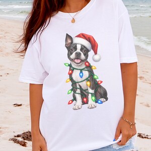 Boston Terrier Christmas Shirt, Boston Terrier Mom Gift, Holiday Dog Shirt, Christmas Puppy Sweatshirt, Dog Owner Gift, Dog Christmas Tee image 4