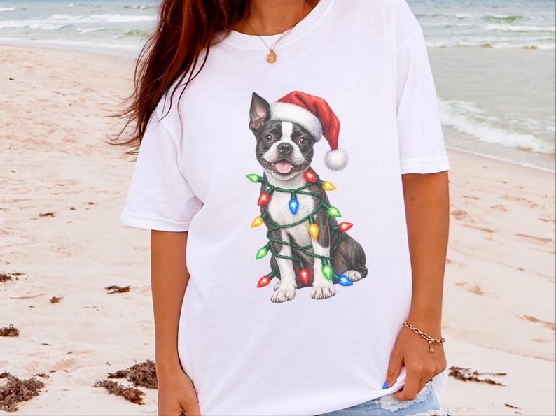 Boston Terrier Christmas Shirt, Boston Terrier Mom Gift, Holiday Dog Shirt, Christmas Puppy Sweatshirt, Dog Owner Gift, Dog Christmas Tee image 4