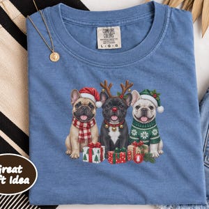 Christmas French Bulldog Shirt, Frenchie Christmas Gift, Holiday Dog Sweatshirt, Festive Pet Lover Tee, Cute Puppy Christmas Apparel image 5