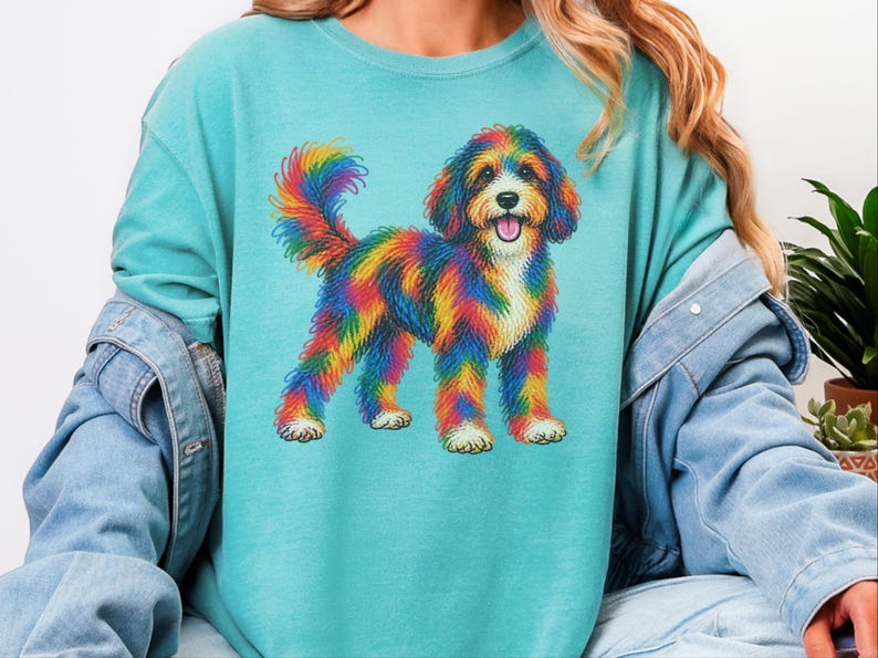 Bernedoodle-Shirt, Geschenkidee für Bernedoodle-Mama, Bunte Hunde-Motive, Doodle-Hunde-T-Shirt, Geschenkidee für Bernedoodle-Besitzer Bild 2