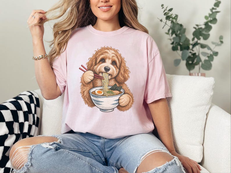 Koszulka Cavapoo, prezent dla miłośnika Cavapoo, koszulka z ramenem, prezent dla mamy Cavapoo, koszulka dla miłośnika makaronu, prezent dla japońskiego jedzenia, bluza z ramenem zdjęcie 7