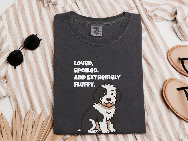Comfort Colors Sheepadoodle Dog Tshirt | Loved, Spoiled, and Extremely Fluffy Sweatshirt | Sheepadoodle Enthusiast Crewneck, Pet Lover Gift image 9