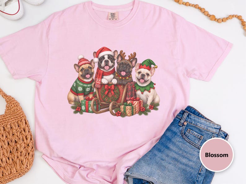 Frenchie Christmas Shirt, French Bulldog Christmas Shirt, Dog Christmas Shirt, Frenchie Mom Shirt, French Bulldog Gift, Dog Lover Shirt image 1