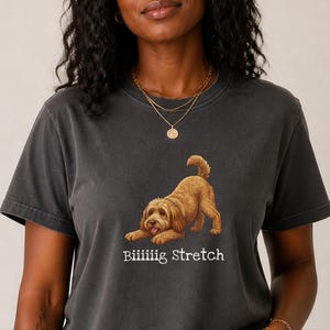 Comfort Colors Brown Doodle Dog Shirt, Biiiiig Stretch Funny Goldendoodle Print Tee, Labradoodle Dog Lover Gift, Fur Mama Puppy Present image 5