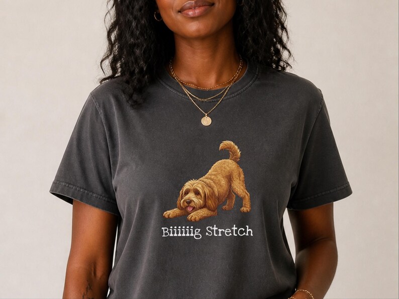 Comfort Colors Brown Doodle Dog Shirt, Biiiiig Stretch Funny Goldendoodle Print Tee, Labradoodle Dog Lover Gift, Fur Mama Puppy Present image 5