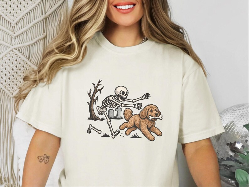 Skeleton Dog Shirt, Cockapoo Halloween Gift, Spooky Dog Tee, Funny Skeleton Shirt image 6