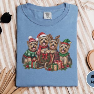 Yorkie Christmas Shirt, Yorkie Mom Gift, Holiday Dog Shirt, Festive Puppy Top, Dog Lover Gift image 1