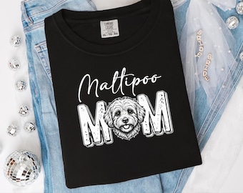 Maltipoo Lover Gift, Doodle Mom Gift, Dog Mama Tee, Pet Parent Shirt, Vintage Block Letter Apparel, Fluffy Canine Clothes
