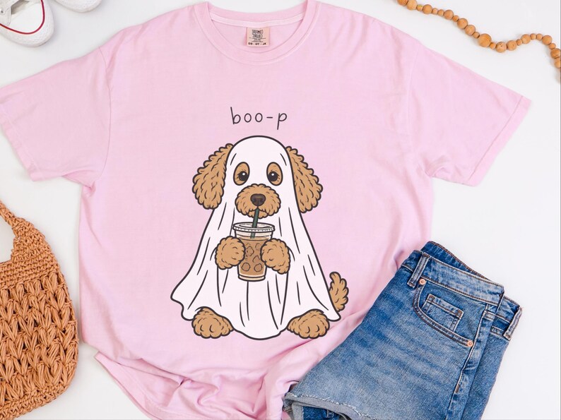 Goldendoodle Halloween Shirt, Ghost Dog Tee, Spooky Puppy Shirt, Dog Lover Gift, Boo P T Shirt image 1