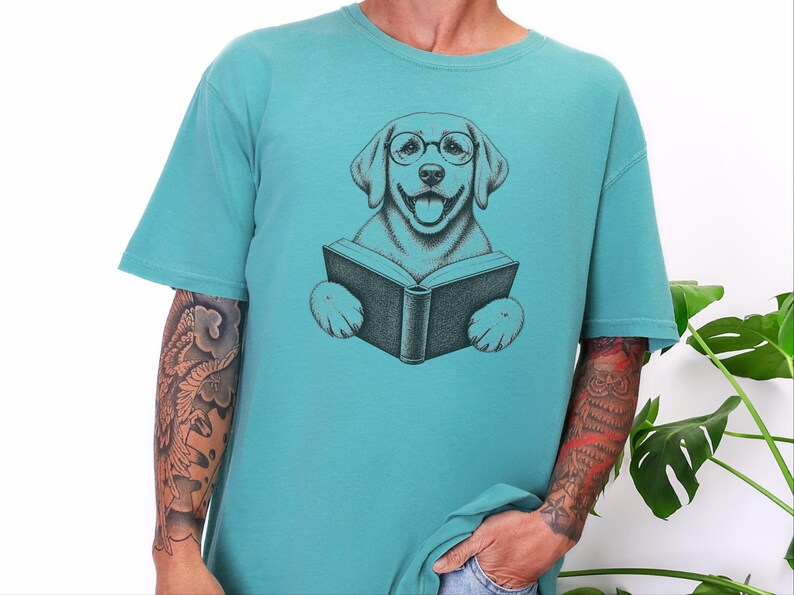 Reading Dog Shirt, Bookish Dog Tee, Lab Lover Gift, Dog Owner Gift, Library Shirt, Book Lover Shirt, Dog Mom Gift image 5