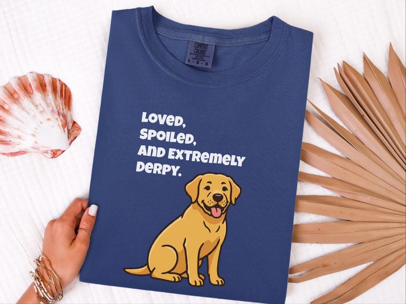 Comfort Colors Yellow Labrador Retriever Shirt, Loved, Spoiled, and Extremely Derpy Tee, Funny Yellow Labrador Dog Mom Shirt, Lab Mom Shirt image 8