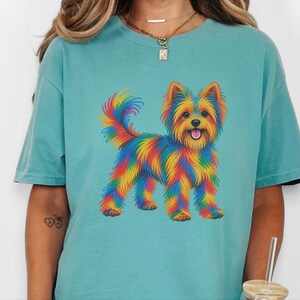 Yorkie Mom Shirt, Yorkie Lover Gift, Colorful Dog Tee, Yorkshire Dog Art, Puppy Graphic Tee, Dog Mom Sweatshirt image 7