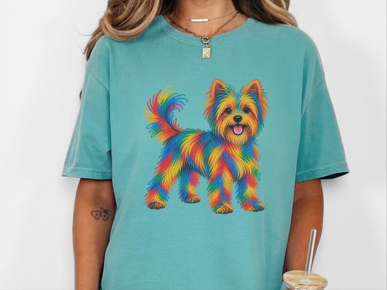 Yorkie Mom Shirt, Yorkie Lover Gift, Colorful Dog Tee, Yorkshire Dog Art, Puppy Graphic Tee, Dog Mom Sweatshirt image 7