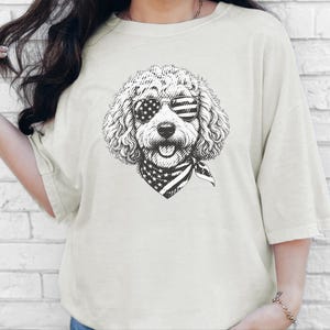 T-shirt Comfort Colors Goldendoodle patriotique, T-shirt Doodle pour la fête de l'Indépendance du 4 juillet, Haut pour propriétaire de chien rouge, blanc et bleu aux couleurs américaines image 7