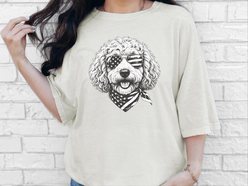 T-shirt Comfort Colors Goldendoodle patriotique, T-shirt Doodle pour la fête de l'Indépendance du 4 juillet, Haut pour propriétaire de chien rouge, blanc et bleu aux couleurs américaines image 7