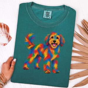Aussiedoodle Shirt, Colorful Dog Art, Doodle Dog Gift, Aussiedoodle Mom Shirt, Rainbow Dog Lover Tee image 3