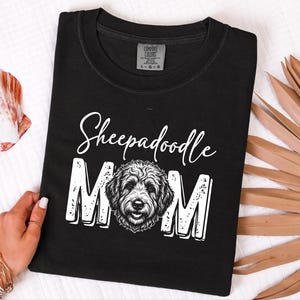 Comfort Colors Sheepadoodle Mom 1717 Tee, Doodle Mama Gift, Sheepadoodle Lover Gift, Retro Dog Shirt, New Dog Mom Gift, Doodle Dog Art image 4