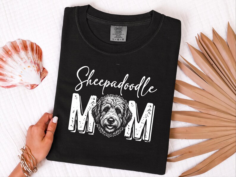 Comfort Colors Sheepadoodle Mom 1717 Tee, Doodle Mama Gift, Sheepadoodle Lover Gift, Retro Dog Shirt, New Dog Mom Gift, Doodle Dog Art image 4