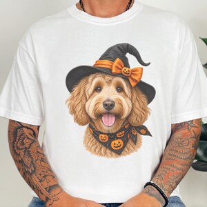 Halloween Dog Shirt, Goldendoodle Gift, Doodle Mom Gift, Witch Dog Shirt, Spooky Dog Lover, Fall Pet Sweatshirt image 1
