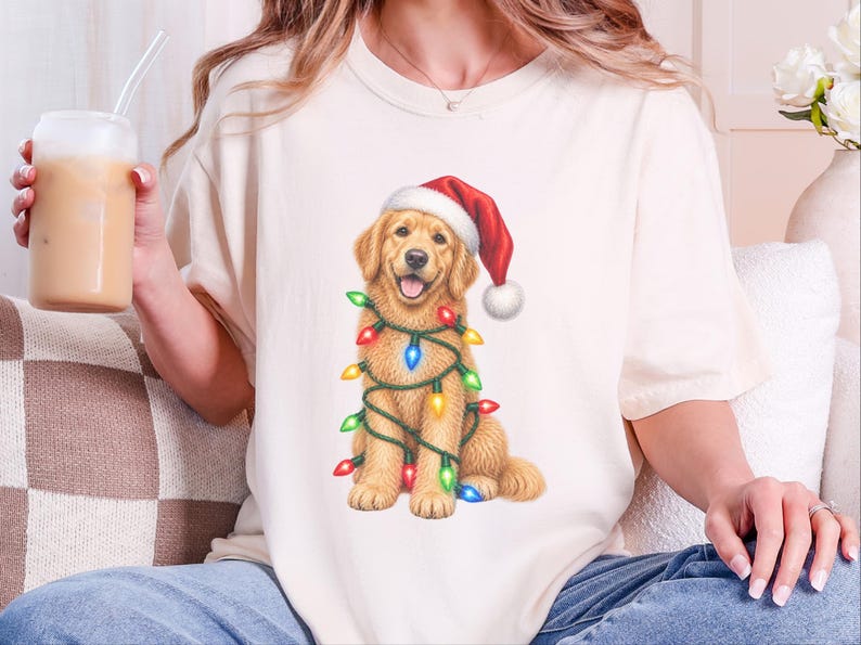 Camiseta navideña de Golden Retriever, regalo navideño para amantes de los perros, sudadera festiva para cachorros, regalo navideño para perros, camiseta de Retriever imagen 8