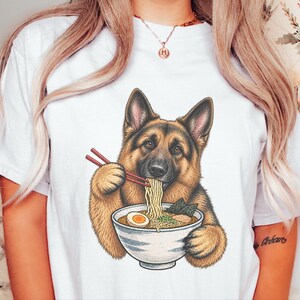 German Shepherd Ramen Shirt, Ramen Lover Gift, Funny Dog Tee, Japanese Food Shirt, Shepherd Dog Lover Gift, Noodle Lover Sweatshirt image 9