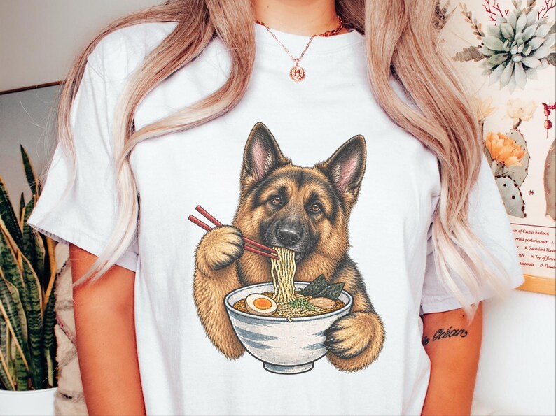 German Shepherd Ramen Shirt, Ramen Lover Gift, Funny Dog Tee, Japanese Food Shirt, Shepherd Dog Lover Gift, Noodle Lover Sweatshirt image 9
