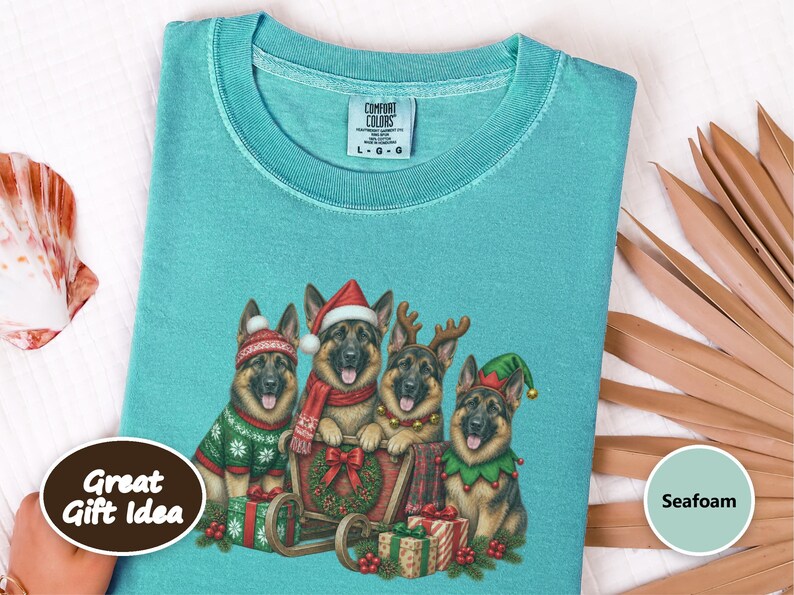 German Shepherd Christmas Shirt, Holiday Dog Lover Gift, Festive Gsd Mom Sweatshirt, Christmas Pet Tee, German Shepherd Owner Present image 8