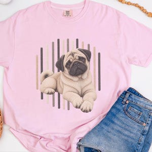 Camiseta de perro carlino, regalo para amantes de los carlinos, camiseta con estampado de cachorro adorable, camiseta para mamás carlinos, camiseta con retrato de perro, camiseta para papás carlinos, ropa para amantes de las mascotas imagen 1