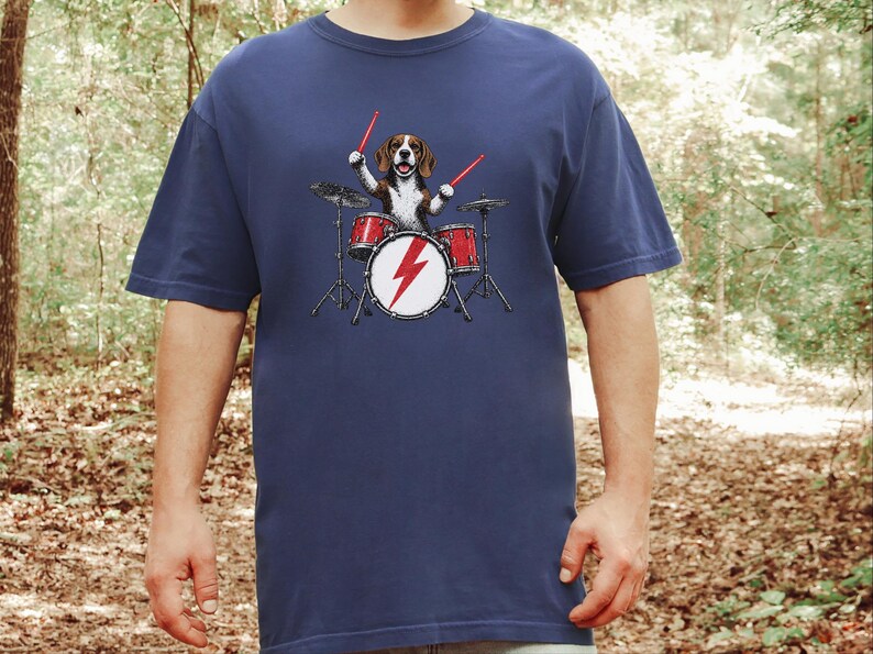 Beagle Shirt, Beagle Drummer Gift, Rock Dog Music Lover Tee, Drummer Dad Shirt, Funny Beagle Lover Gift, Retro Rock Band Shirt image 10