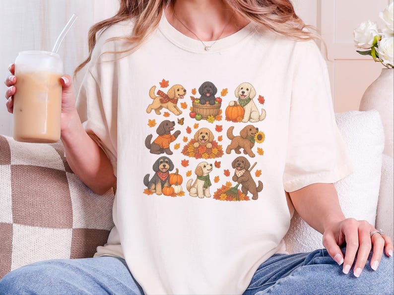 Cockapoo Fall Shirt, Pumpkin Dog Gift, Autumn Puppy Tee, Doodle Dog Lover Shirt, Fall Pet Owner Shirt image 6
