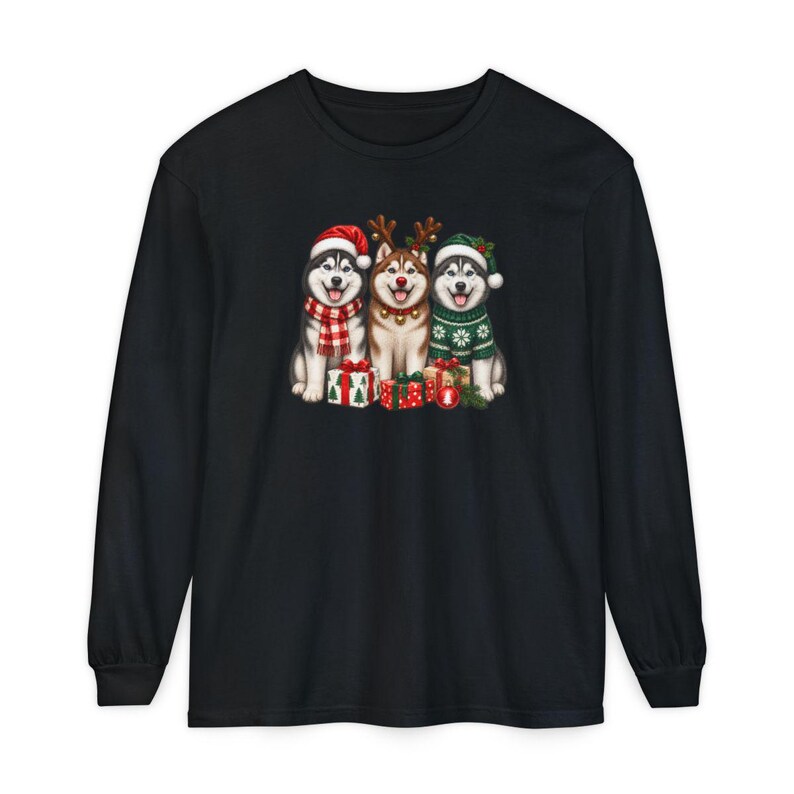 Husky Christmas Sweatshirt, Siberian Husky Holiday Gift, Dog Lover Winter Shirt, Festive Puppy Crewneck, Husky Mom Present image 13