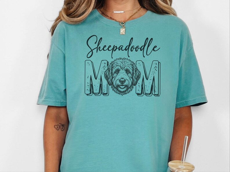 Comfort Colors Sheepadoodle Mom 1717 Tee, Doodle Mama Gift, Sheepadoodle Lover Gift, Retro Dog Shirt, New Dog Mom Gift, Doodle Dog Art image 7