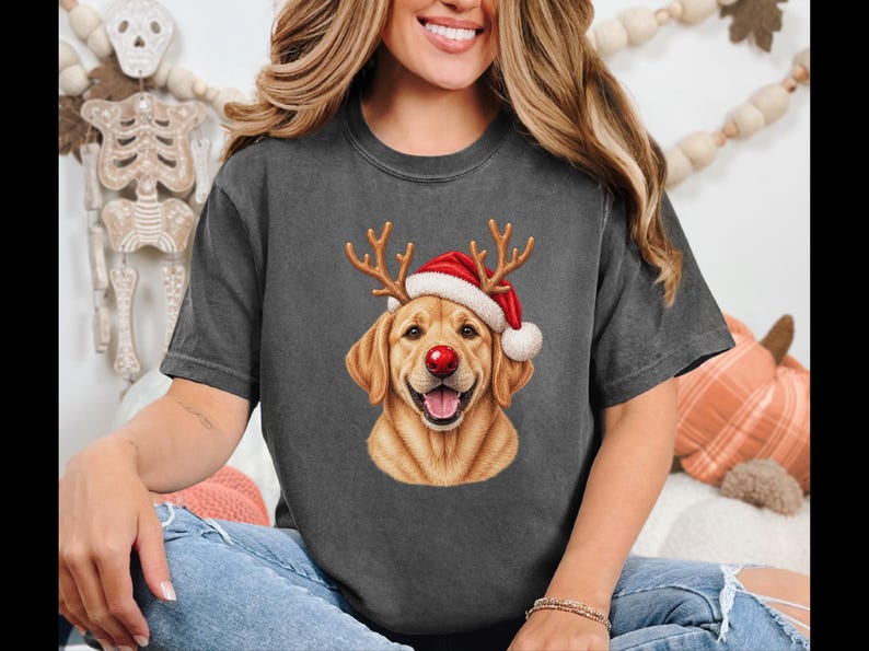 Christmas Dog Shirt, Yellow Lab Gift, Holiday Dog Sweater, Lab Mom Sweatshirt, Santa Paws Christmas image 6