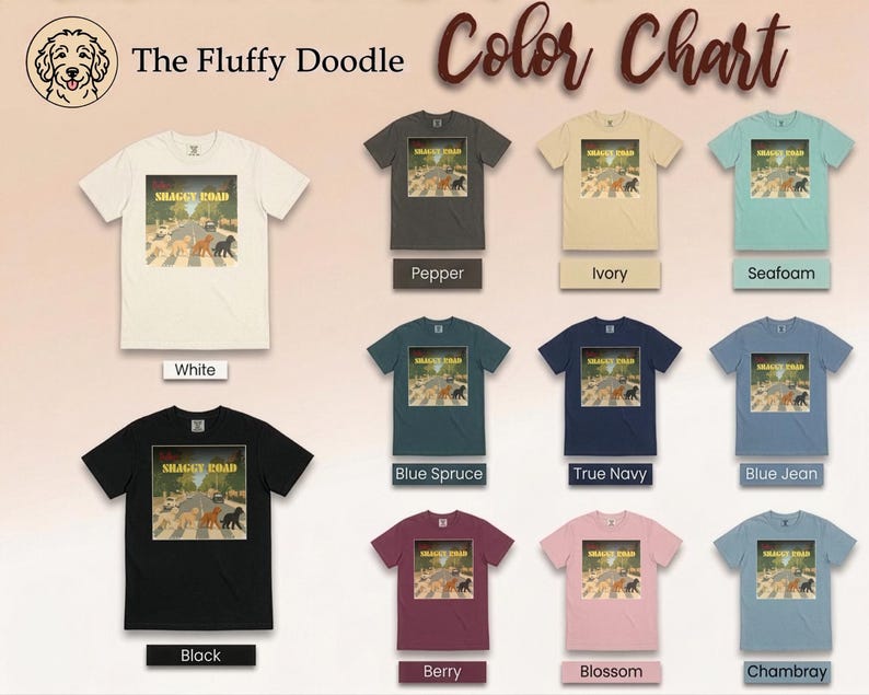 Comfort Colors Beatles Inspired Goldendoodle Shirt, The Doodles Shaggy Road Parody Tee, Retro Classic Rock Band Dog Mom Clothing image 11