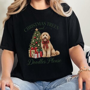 Goldendoodle Christmas Shirt, Christmas Trees And Doodles Please, Goldendoodle Mom Gift, Holiday Dog Sweatshirt, Doodle Lover Present image 10