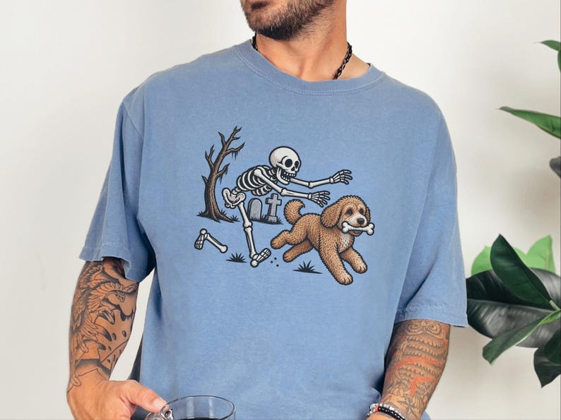 Camiseta Cavapoo, Camiseta de Perro Esqueleto, Camiseta de Perro de Halloween, Camiseta de Perro Espeluznante, Regalo para Mamá Cavapoo, Camiseta para Amantes de los Perros, Camiseta de Halloween de Esqueleto imagen 10