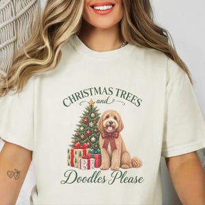 Cockapoo kerstshirt, kerstshirt voor huisdieren, cadeau voor cockapoo-liefhebbers, kerstbomen en doodles graag afbeelding 6