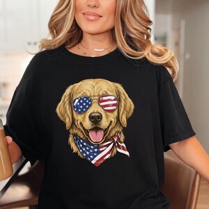 Comfort Colors Patriotic Golden Retriever Shirt, American Flag USA Independence Day Tee, Fourth of July Dog Mom Clothing, Patriotic Dog Gift image 9